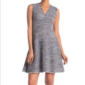 NWT!!! Rebecca Taylor Blue Multi Tweed V Neck Dress